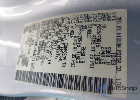 2004 Nissan Frontier Xe-V6 из США, поврежденный, VIN 1N6ED27T94C402106